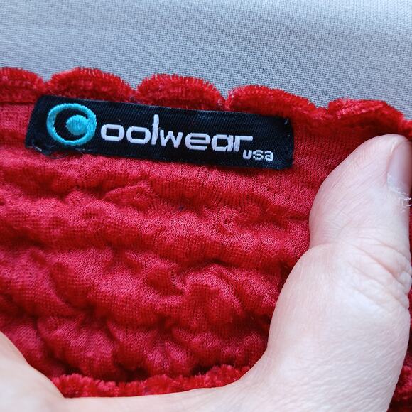 Coolwear USA Red Velvet Bubble Tank Top OSFM S M L XL 2X Y2K stretch blouse - Picture 6 of 12